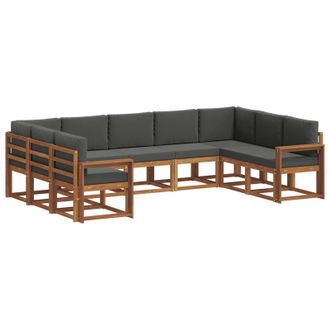vidaXL Conjunto De Sof&aacute;s De Exterior 9 Pcs Natural Y Antracita Vidaxl
