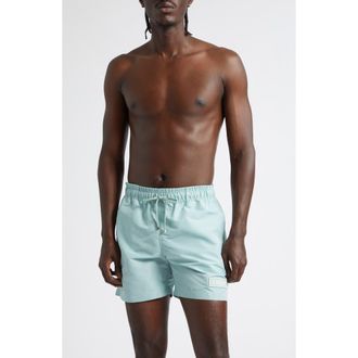 Amiri Patch Swim Trunks in Powder Teal at Nordstrom, Size Xx-Large