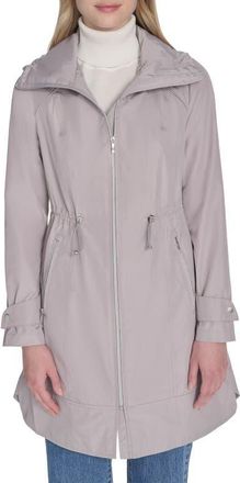 Cole Haan Travel Packable Hooded Rain Jacket in Pearl Grey at Nordstrom, Size X-Large