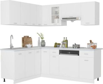 vidaXL Vidaxl - Set Armadi da Cucina 11 pz Bianco in Truciolato