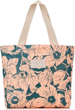 Aloha Collection Day Tripper Flor Del Mar Water Resistant Tyvek Tote in Dark Teal/Peachy at Nordstrom