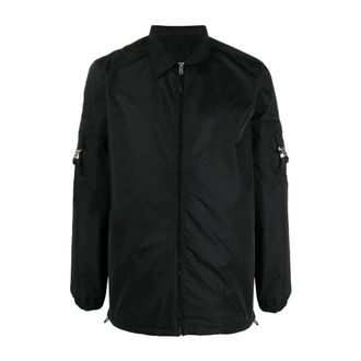 Givenchy Light Jackets, male, Black, Size: M Black 4G Overshirt with Buckle Pocket