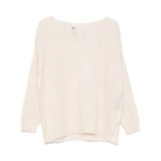 D.exterior Dolcevita Lana - Dames - Ronde hals truien - Beige - S - Wol - Truien & Vesten