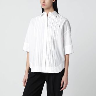 P.A.R.O.S.H. White cotton shirt with pleated detail
