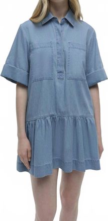 Jonathan Simkhai Cris Short Sleeve Shirt Dress In Stratus