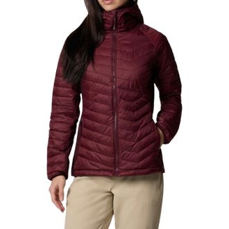 Columbia Womens Hybrid Padded Jacket with Hood Powder Pass II 2126122 - Red - Size X-Large