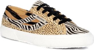Superga Womens/Ladies 2953 Cotu Animal Print Cowhide Leather Trainers (Brown/Black/White) - Size UK 3