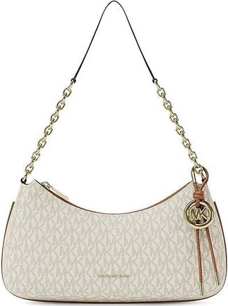 Michael Kors Nolita Medium Chain Pouchette Shoulder Womens Handbags Vanilla/Acorn : MD, Leather/Polyester