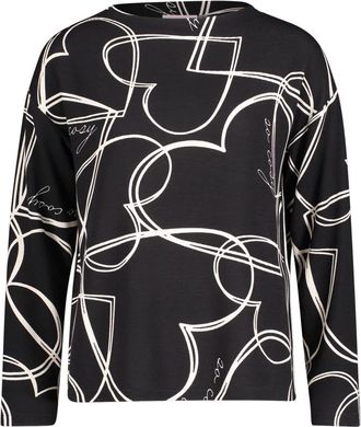 Betty Barclay Tops, Dames, Zwart, 3Xl, Sweatshirt met patroon en col