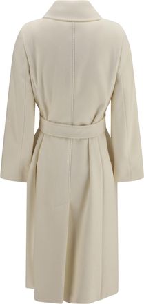 Max Mara Womens Double Breasted Wool Coat Bianco Lana Fleece Ovis Aries