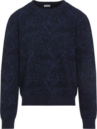 Etro Grey Cotton Crewneck Sweater-Uomo