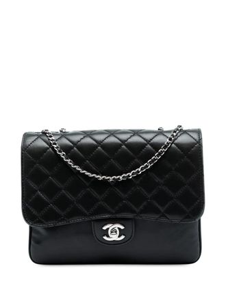 Chanel 2012 medium Clams Pocket Accordian Flap gewatteerde lamsleren schoudertas - Zwart