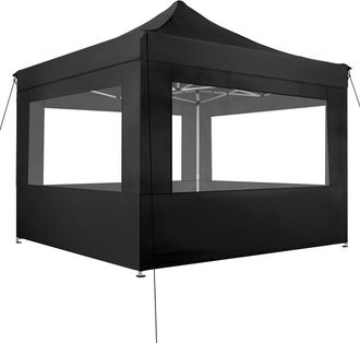 TecTake Pabellón para jardín de aluminio, 6 paneles laterales, 3x3 m, negro