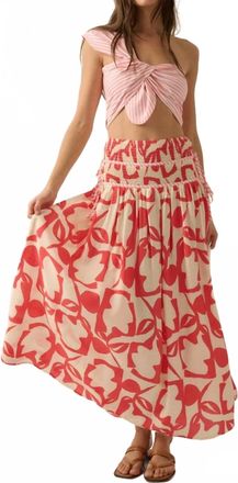 Promesa Abstract Floral Skirt In Orange And Cream