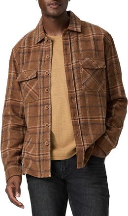 Paige Seymore Brushed Cotton Overshirt in Dark Tobacco Plaid at Nordstrom, Size Small