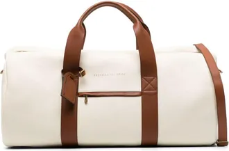 Brunello Cucinelli logo-stamp leather holdall - men - Calf Leather/Metal - OS - Neutrals