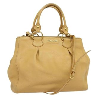 Miu Miu Tweedehands leren handtassen - Dames - Pre-owned - Beige - Maat: ONE Size Leer