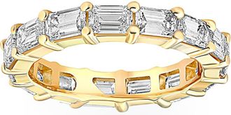 Pompeii3 5Ct Emerald Moissanite Eternity Ring in 14k Yellow Gold