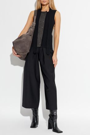 Christophe Lemaire Fitted Top With Decorative Neckline, Womens, Black