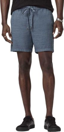 John Varvatos Daryl Linen Blend Drawstring Shorts in Oiled Blue at Nordstrom, Size 32