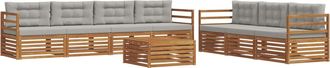 vidaXL Conjunto De Sof&aacute;s De Exterior 8 Uds. Natural Y Gris Claro Vidaxl