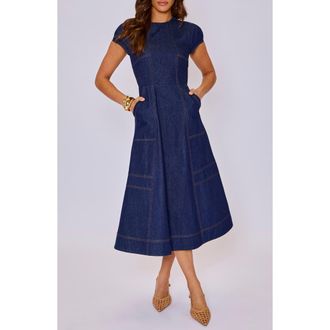 VICI Collection Margot Denim Midi Dress in Dark Denim at Nordstrom, Size Medium