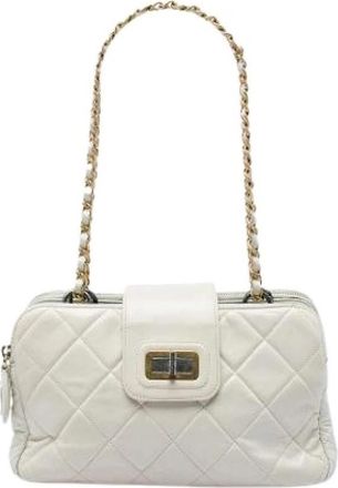 Chanel Pre-owned Vintage Quilted Shoulder Bag - Dames - Vintage Schoudertas - Wit - ONE Size - Leer - Vintage