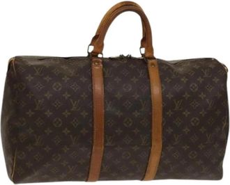 Louis Vuitton Tweedehands Canvas Louis Vuitton tassen - Dames - Vintage Weekendtas - Bruin - ONE Size - Vintage