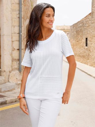 Casual Looks Rundhalsshirt CASUAL LOOKS Kurzarm-Shirt, Damen, Gr. 36, wei&szlig;, 100% Baumwolle, unifarben, Rundhals, Shirts Rundhalsshirt