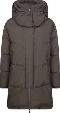 Herno Brown Short Hooded Quilted Down Jacket