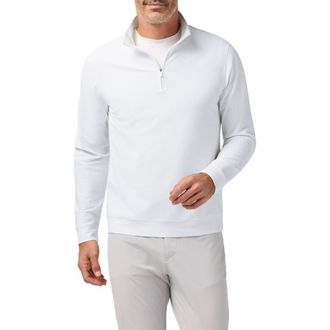 Mizzen+Main Easton Textured Quarter Zip Pullover in White at Nordstrom, Size Large