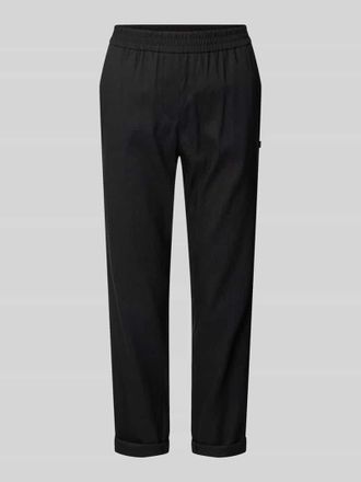 Marc Cain Straight Fit Leinenhose mit Viskose-Anteil in Black, Gr&ouml;&szlig;e 34