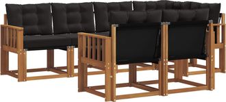 vidaXL Conjunto De Sof&aacute;s De Exterior 7 Uds. Natural Y Negro Vidaxl