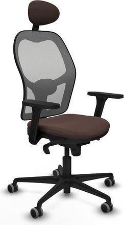 Piqueras y Crespo Piqueras Y Crespo - Jorquera Sincro Malla Gris Similpiel Marr&oacute;n Oscuro Brazos 3d Base Nailon Cabecero Fijo Ruedas 65mm Engomada