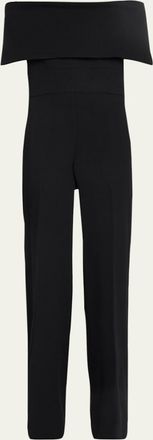 Lela Rose Off-the-Shoulder Crepe Jumpsuit