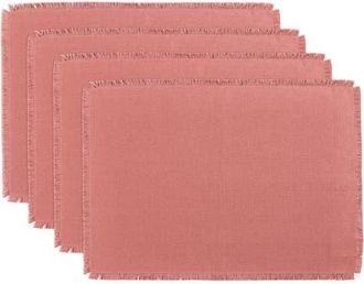 Solino Home Linen Placemats Set of 4, 14 x 19 Inch for Dining Table, Holiday and Everyday Table Decor - Fringe in Dusty Rose at Nordstrom, Size Medium