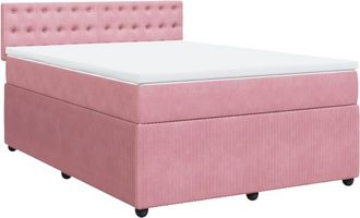 vidaXL Vidaxl - Cama Box Spring Con Colch&oacute;n Terciopelo Rosa 140x190 Cm