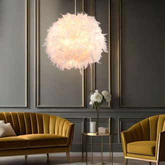 Globo Lighting Lampada a sospensione piume bianche piuma da soffitto bianca lampada a sospensione lampada a sospensione, metallo, attacchi E27, DxH 45x120 cm