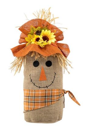 Glitzhome Fall Linen Scarecrow Doorstop Porch Decor in Orange at Nordstrom, Size Medium