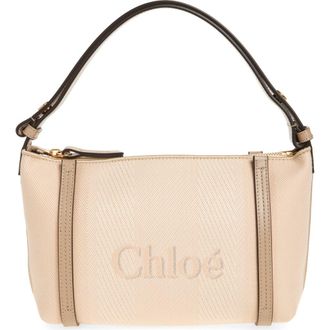 Chlo&eacute; Carry Canvas Shoulder Bag in Blushy Beige at Nordstrom