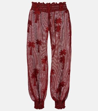 Johanna Ortiz Pantaloni in misto cotone con ricamo