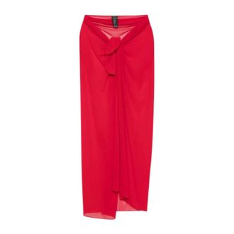 Fisico Long Tulle Pareo - female - Fisico - Beachwear - Red - ONE SIZE - Swimwear