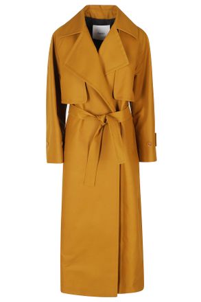 Hev&ograve; Mid-Length Relaxed-Fit Coat With Belted Waist And Storm Flap