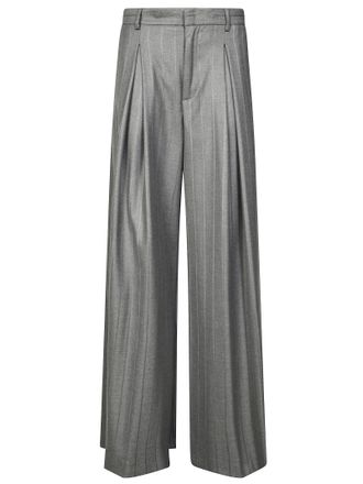 Andamane Wide-Leg Palazzo Pants with Vertical Pinstripes