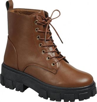 Forever Link Womens Lace Up Ankle Boots In Tan