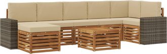 vidaXL Conjunto De Sof&aacute;s De Exterior 8 Uds. Natural Y Beige Vidaxl