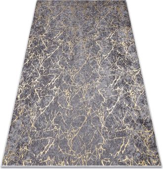 RugsX Rugsx - Alfombra Lavable Miro 11111.2103 M&aacute;rmol, Glamour Antideslizante - Gris Oscuro / Oro Grey 160x220 Cm