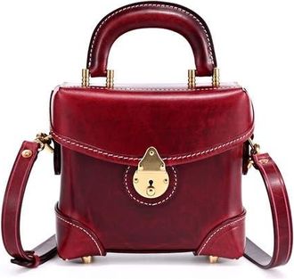 OLD TREND Azalea Genuine Leather Vintage Box Crossbody in Maroon at Nordstrom