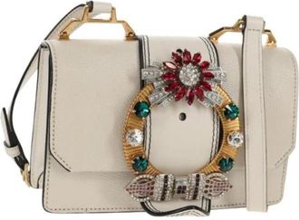 Miu Miu Pre-owned Mini Bags, female, White, Size: ONE SIZE Pre-owned Leather Shoulder Bag