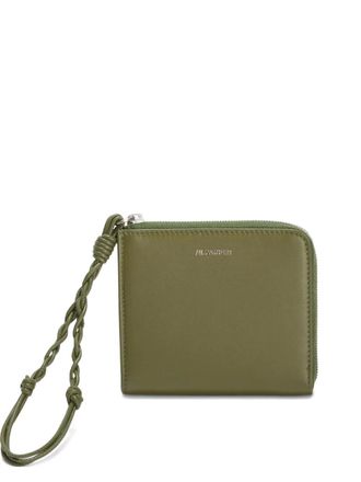 Jil Sander zipped knotted leather Tangle card holder - Green